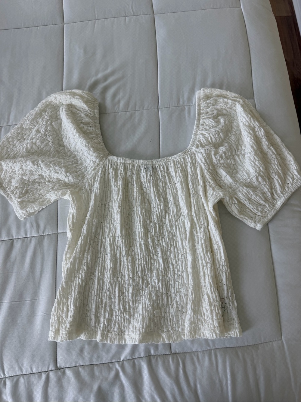 Old Navy Cream Puff-Sleeve Smocked Peasant Top